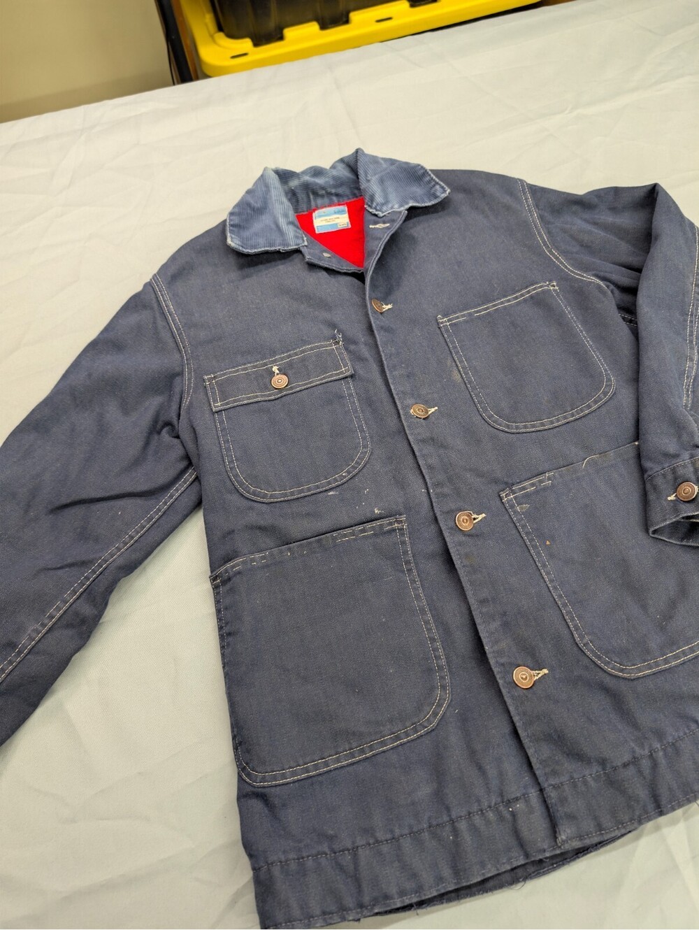 Sears Denim Chore Jacket Small Corduroy Collar Blanket Lined - Picture 5 of 11